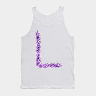 Lavender Letter L Hand Drawn in Watercolor and Ink Tank Top